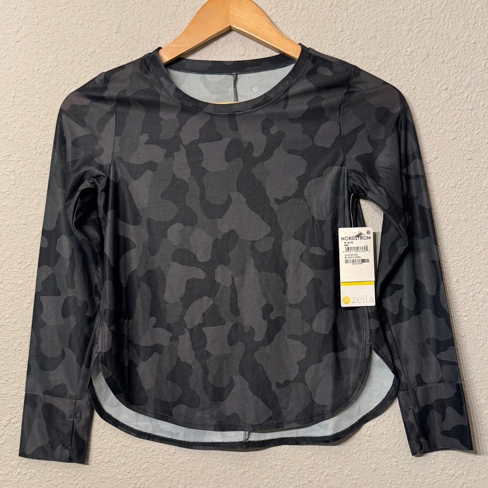 NWT Kids Zella Girl Curved Hem Long Sleeve T-Shirt Size M 8/10